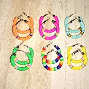 Brightly colored, beaded hoop earrings